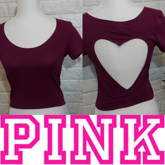 Pink Victoria's Secret Heart Back Crop Tee Small - Picture 2 of 11